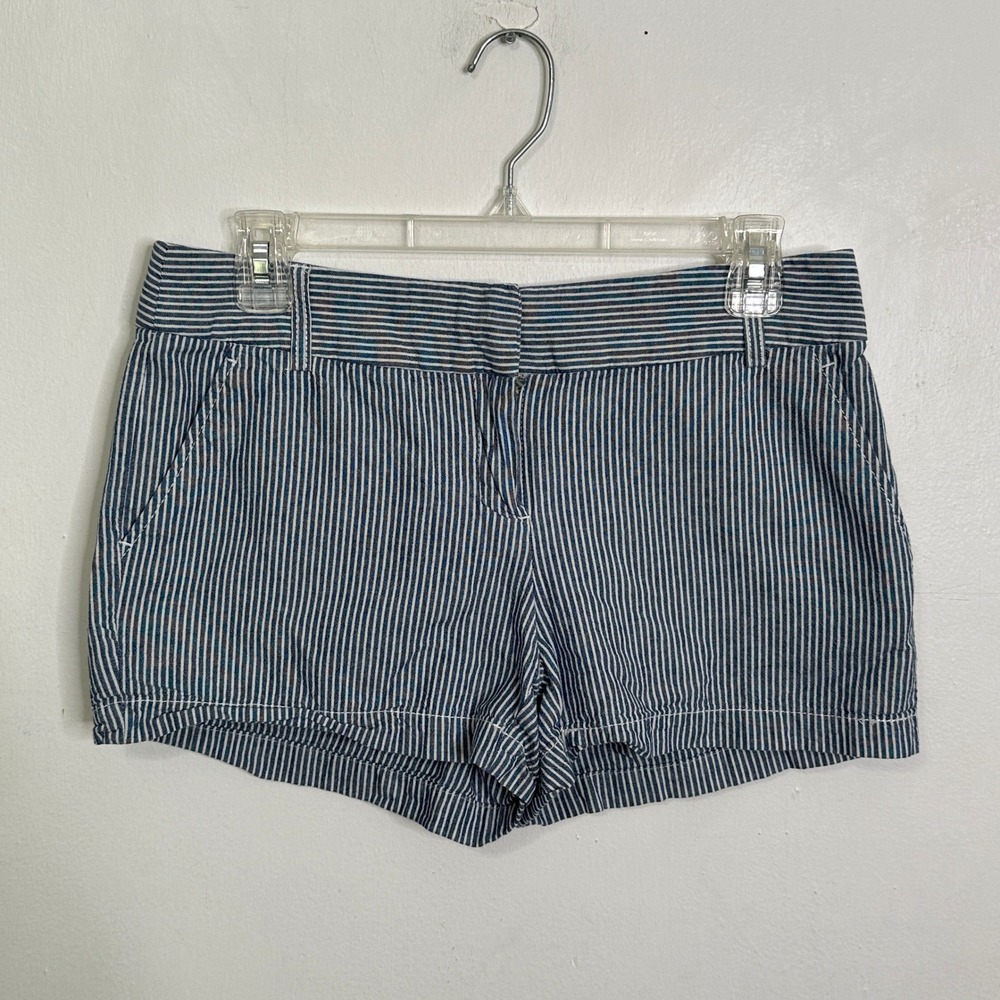 Dalia Collection Womens Blue White Striped Cotton Shorts‎ Size 4 Nautical Preppy